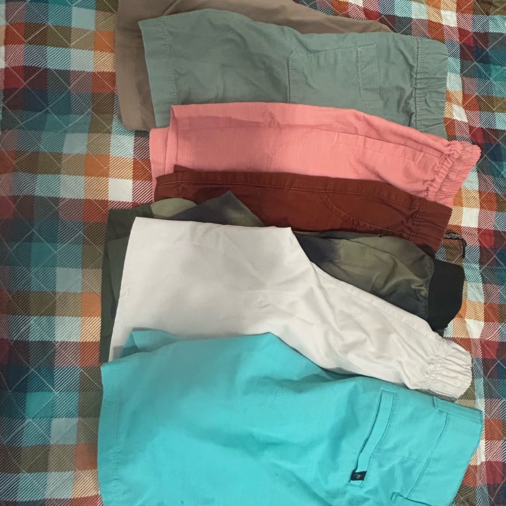 Kids Elastic-Waist Shorts in Turquoise, White, Pink, Brown & Green - Pack
